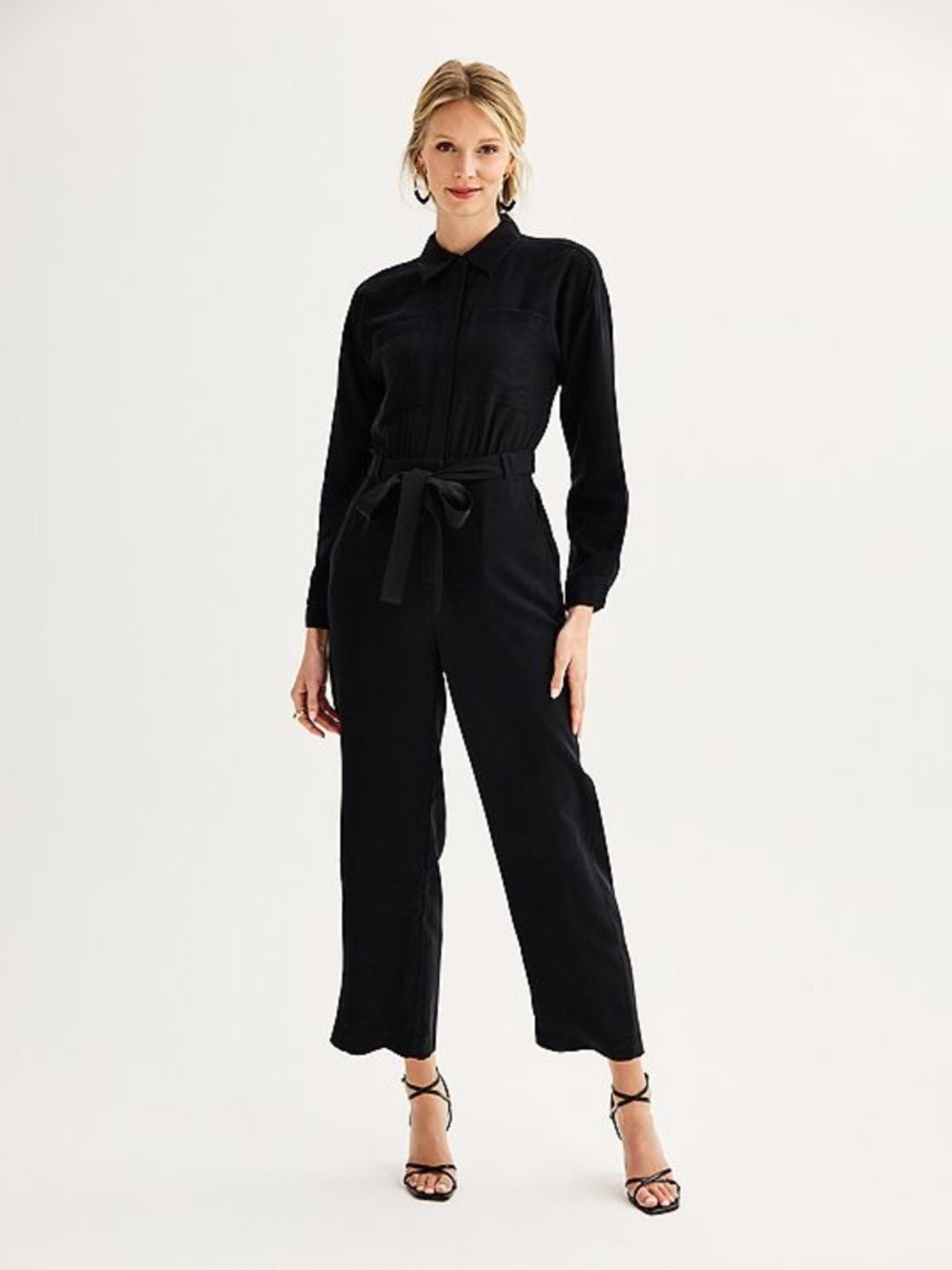 Nine West Long Sleeve Utility Jumpsuit